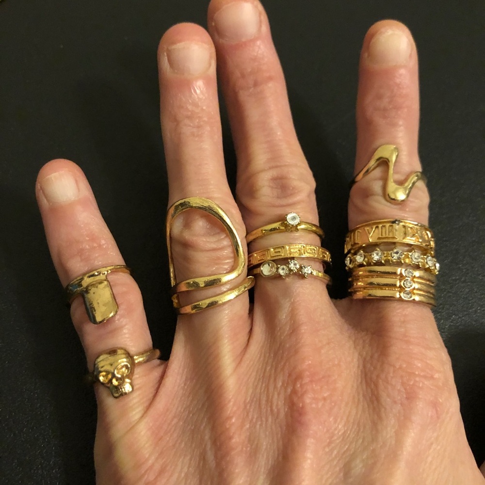 Gold Tone Stackable Fashion Rings - Elegant Women's Ring Set